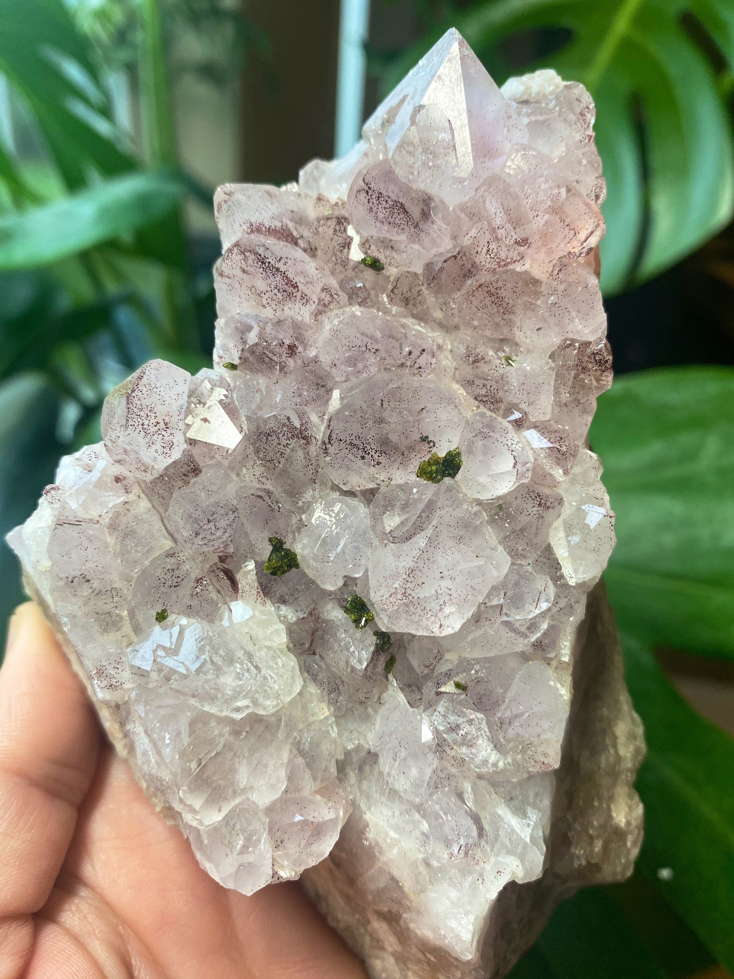 Large Purple Garden Amethyst with Inclusions red hematite Epidote Crystals Raw Mineral Specimen 378g 14x10cm Hubei China
