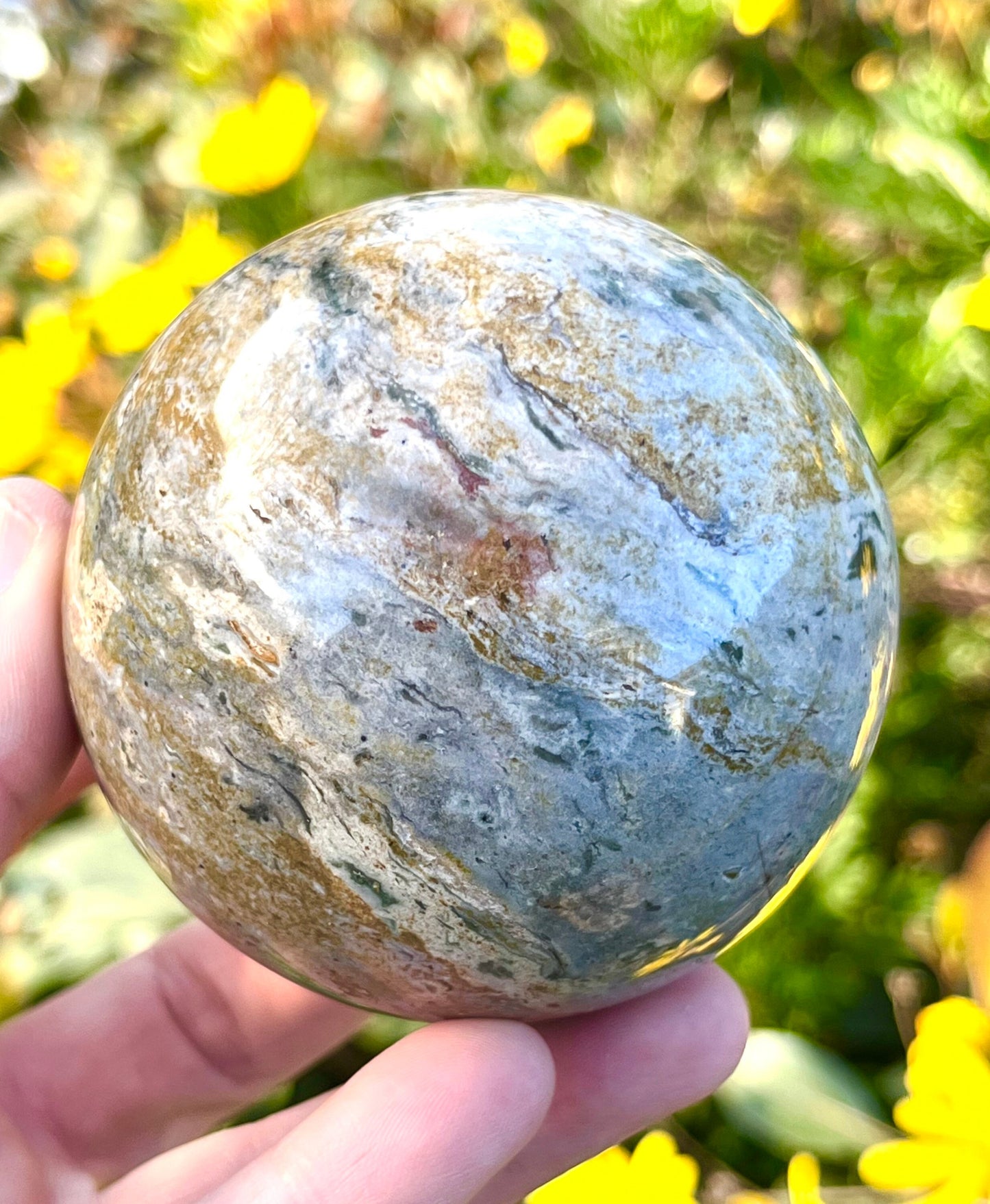 Large Colorful Ocean Jasper Sphere Natural Stone Crystal Sphere ~ Polished Natural Stone Crystal ~ Decor Reiki Meditation