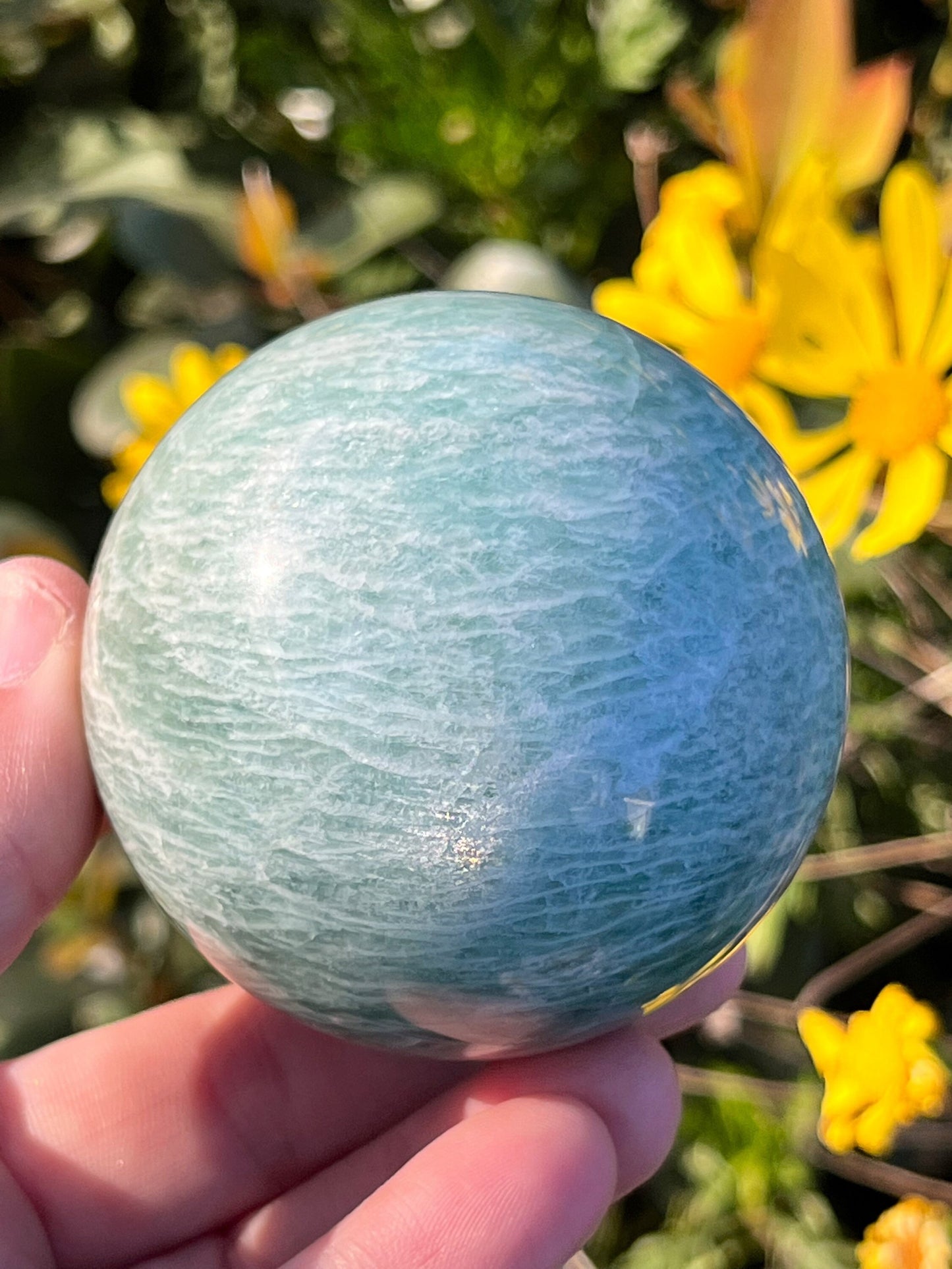 Amazonite Sphere Blue Teal Natural Stone  Sphere ~ Polished Natural Stone Crystal ~ Decor Reiki Meditation ~ 60mm