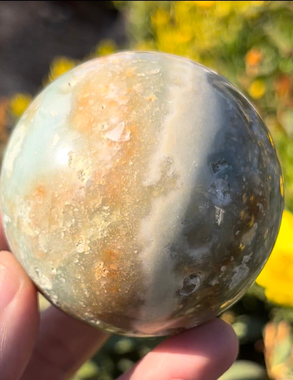 64mm Caribbean Calcite Sphere | Blue Aragonite Sphere | Natural Stone
