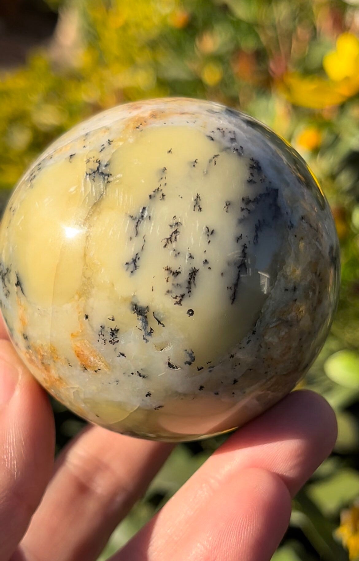 Dendritic Agate Sphere ~ Polished Natural Stone Crystal ~ Decor Reiki Meditation ~ 60mm  186g