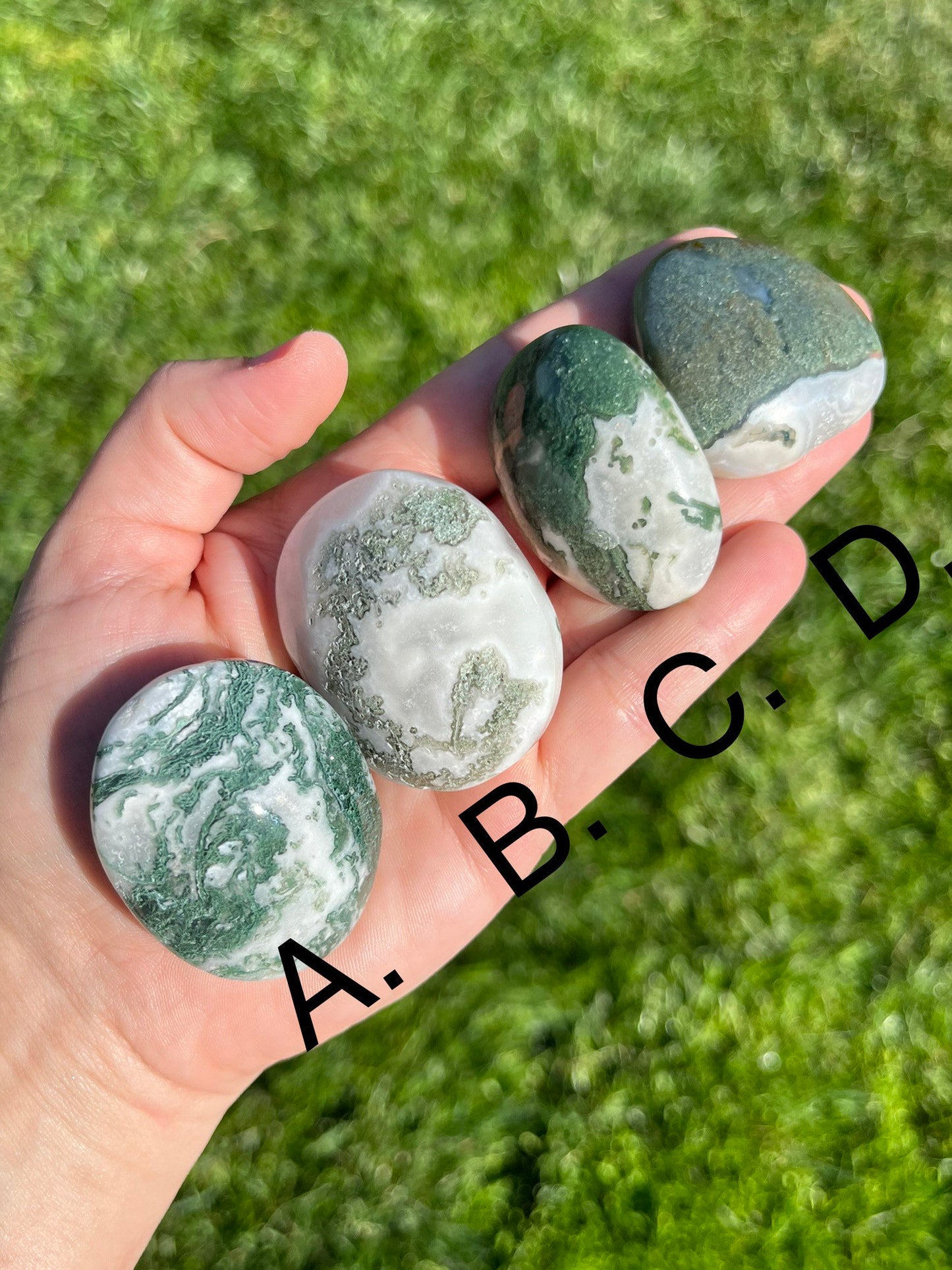 Med Size Moss Agate Palm Stone Raw Druzy Natural Stone Tumbles Crystal ~