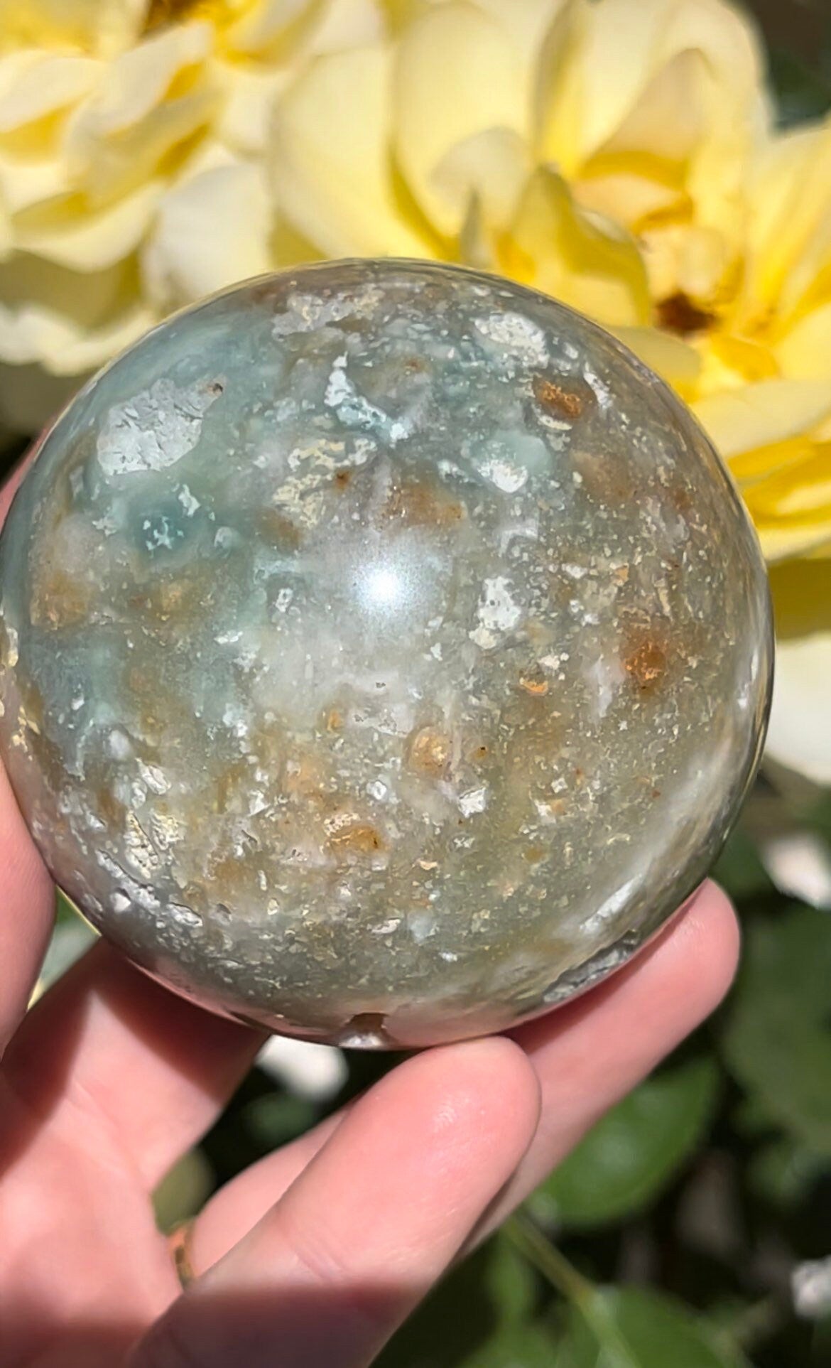 Caribbean Calcite Sphere | Aragonite Sphere Geode Sphere 63mm