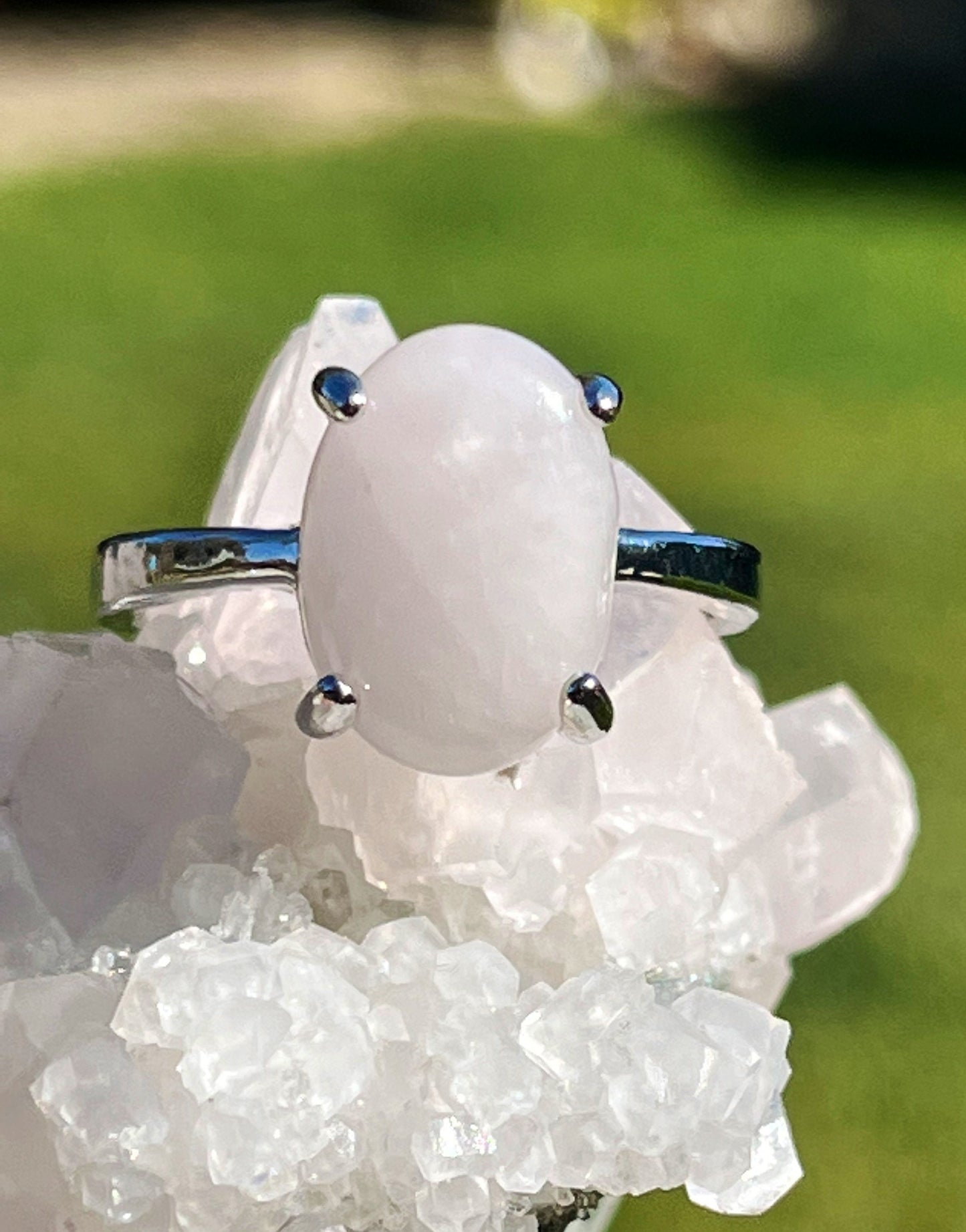 Quartz Ring Gemstone Solitaire Ring Silver Genuine Stone Crystal ~ Size 9 ~ Artisan Jewelry