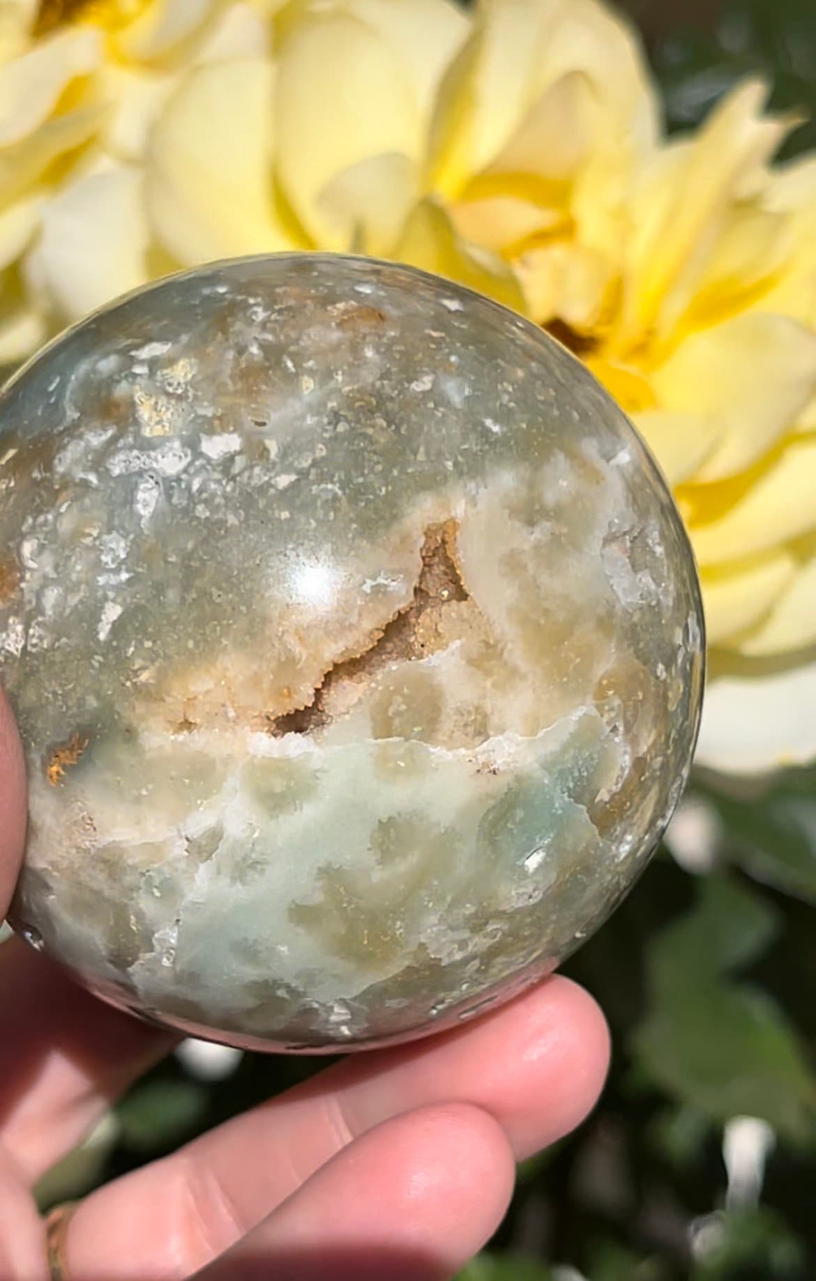 Caribbean Calcite Sphere | Aragonite Sphere Geode Sphere 63mm