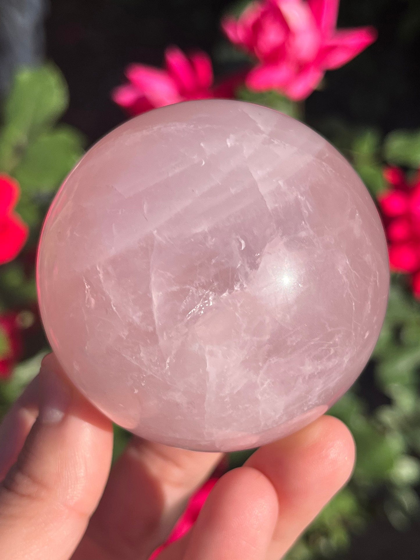 60mm Rainbows! Flashy Rose Quartz Sphere Crystal Natural Polished Minerals Crystals ~ Reiki Wicca Decor