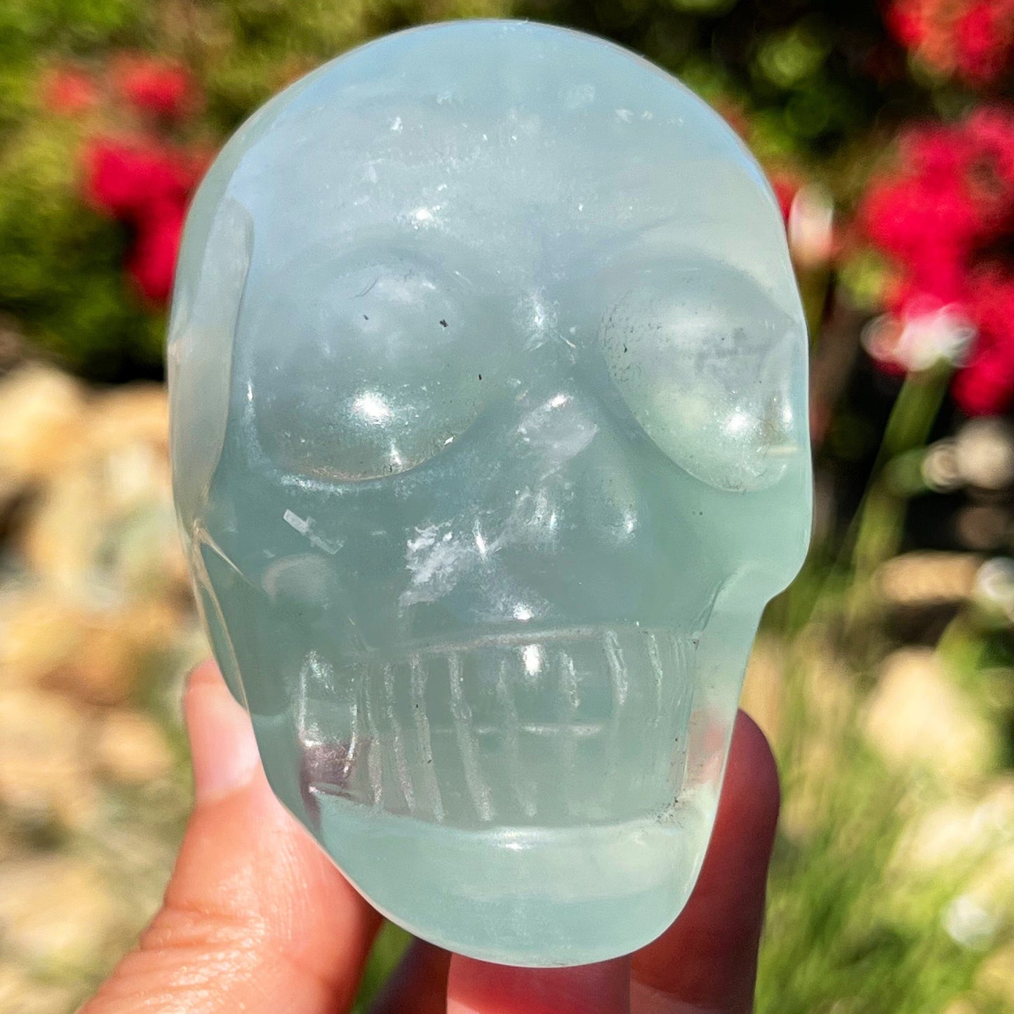 Green Fluorite Crystal Skull ~ Crystals Natural Stone ~ Human Skull Art Carving