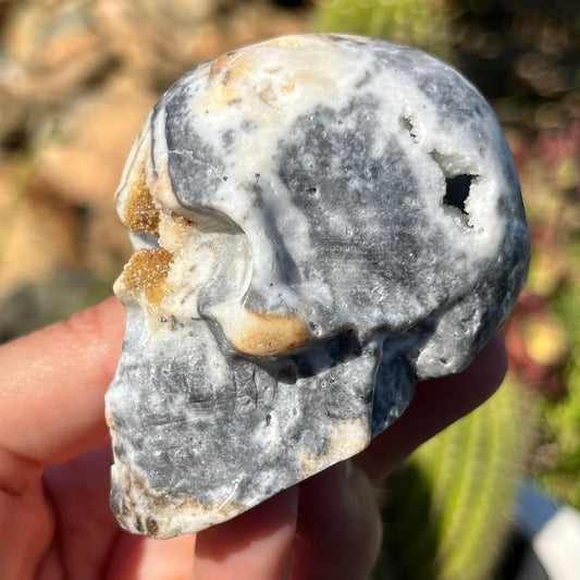 Druzy Sphalerite Skull Geode Cave Crystal Skull ~ Crystals Natural Stone ~ Human Skull Art Carving