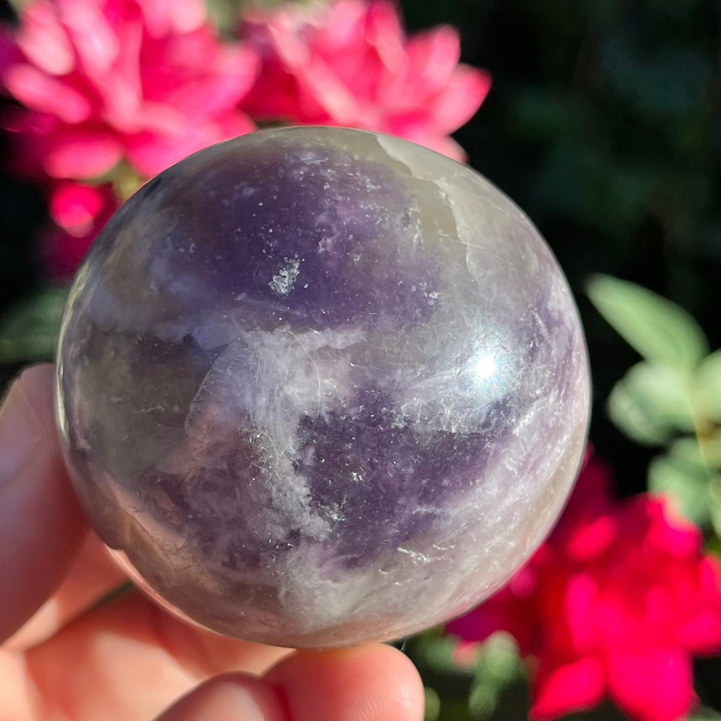 Unicorn Stone Sphere Lepidolite Smoky Quartz Pink Tourmaline Crystal Sphere Orb ~ Pink Purple Crystals 55mm