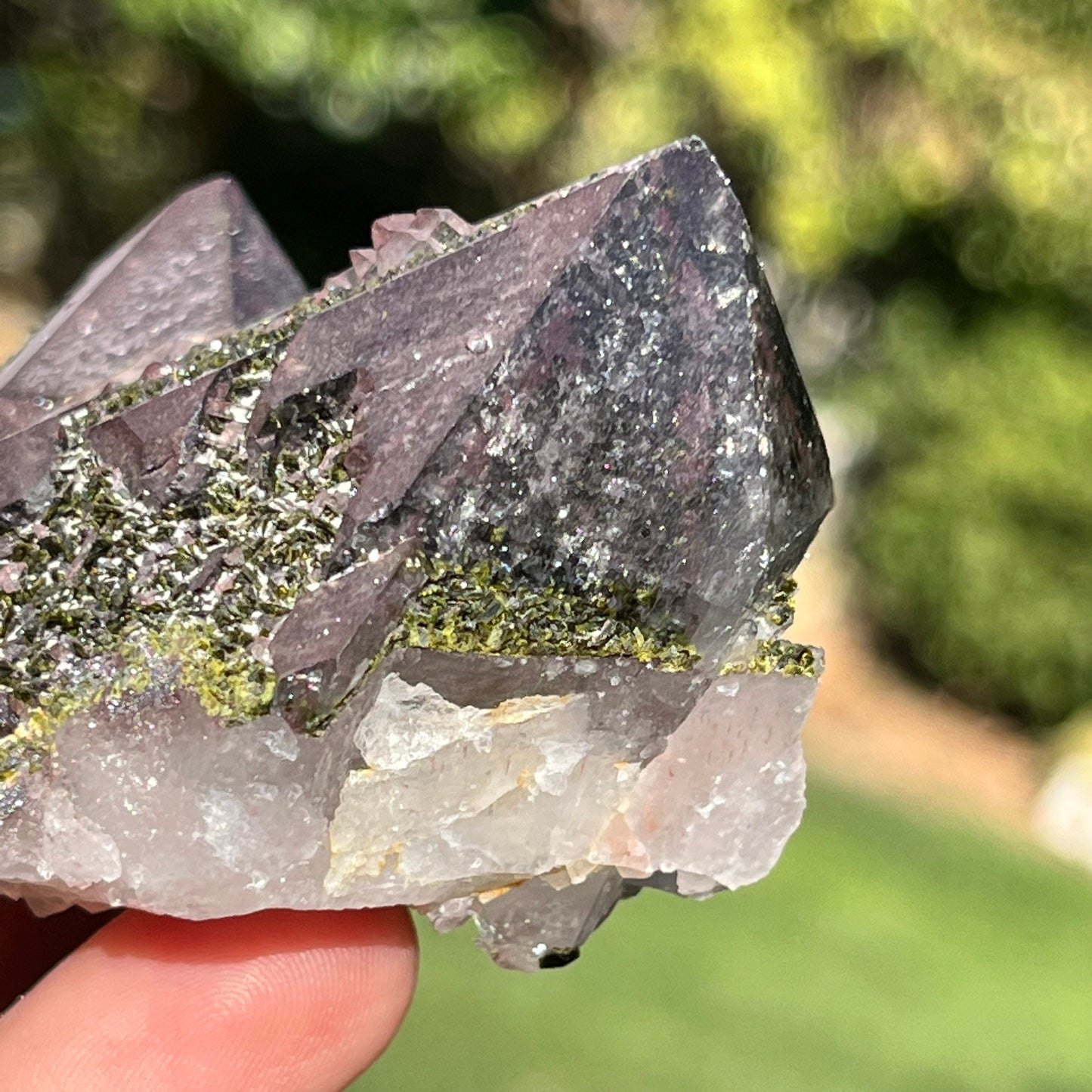 Rare Crystals ~ Purple Garden Amethyst with Inclusions Epidote Crystals Raw Mineral ~ Lodolite ~ Collectors Specimen SP1
