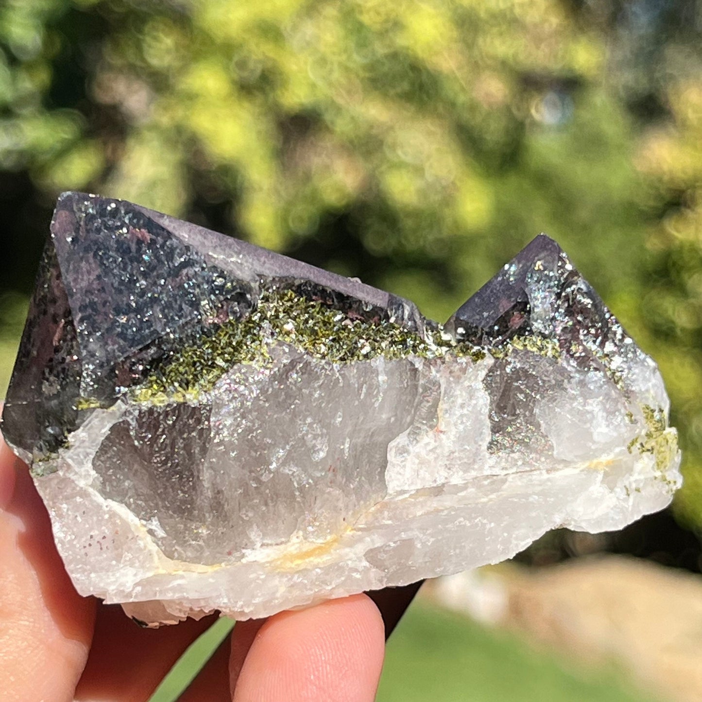 Rare Crystals ~ Purple Garden Amethyst with Inclusions Epidote Crystals Raw Mineral ~ Lodolite ~ Collectors Specimen SP1