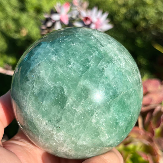 BIG 1.3lb Blue Green Fluorite Sphere | agree Fluorite Crystal Sphere | Natural Polished Minerals Crystals | Size 78mm