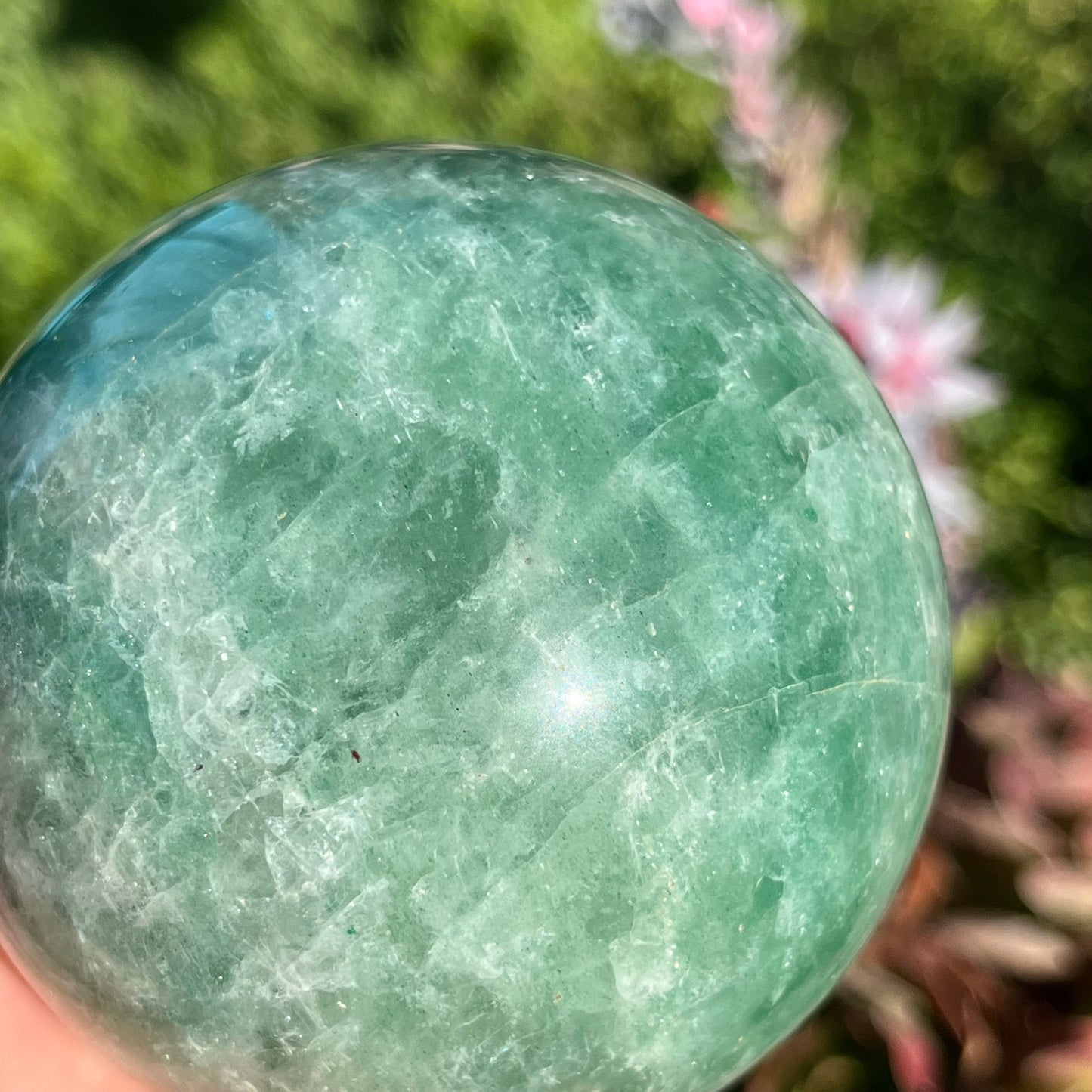 BIG 1.3lb Blue Green Fluorite Sphere | agree Fluorite Crystal Sphere | Natural Polished Minerals Crystals | Size 78mm