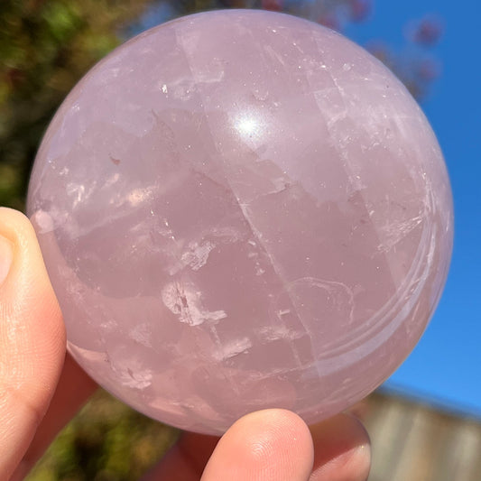 62mm Starlight Flash Rose Quartz Sphere| Flashy Rose Quartz Crystal Sphere with Rainbows