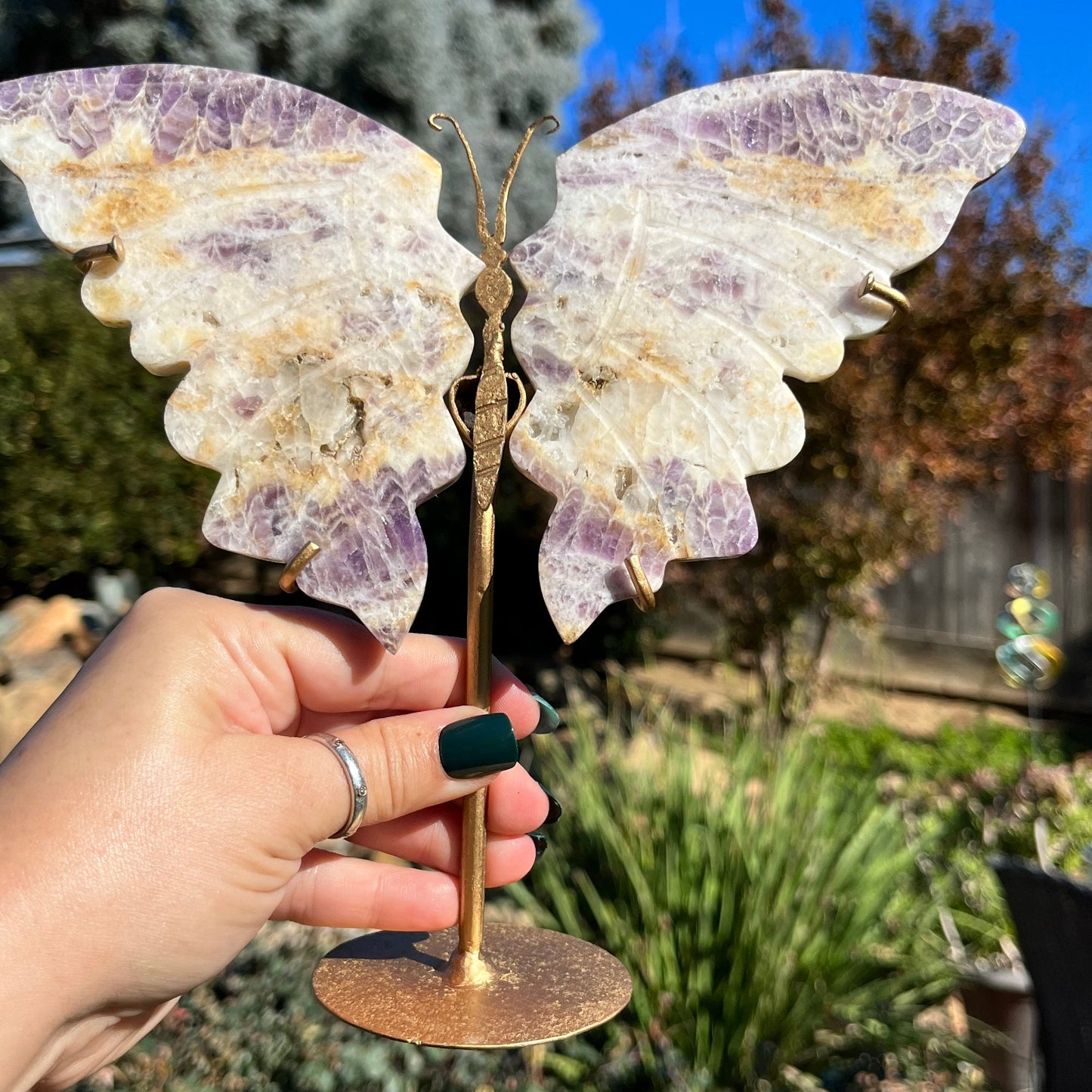 Dream Amethyst Butterfly | Amethyst Crystal Butterfly Wings | Chevron Amethyst Butterfly Crystal | Butterfly Wings Stone Carving
