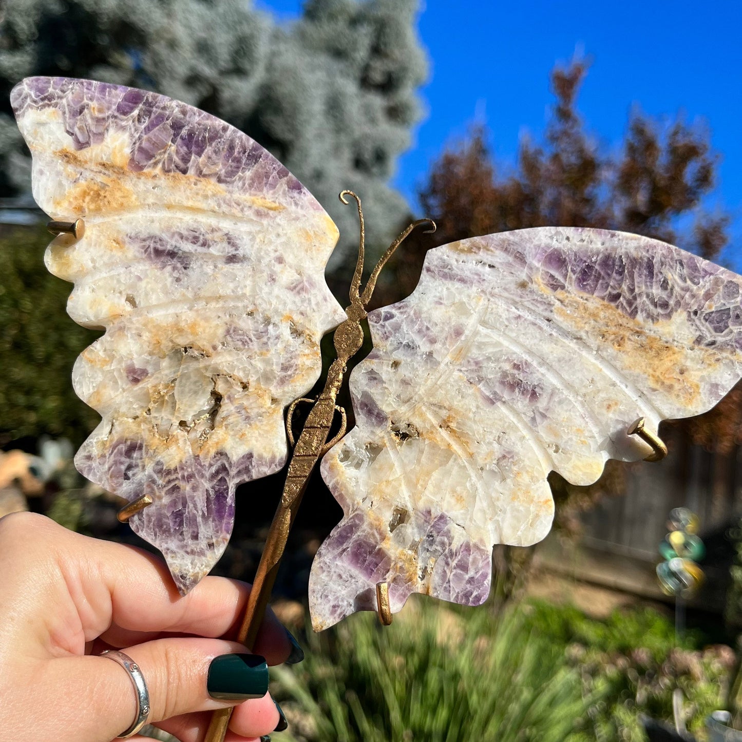 Dream Amethyst Butterfly | Amethyst Crystal Butterfly Wings | Chevron Amethyst Butterfly Crystal | Butterfly Wings Stone Carving