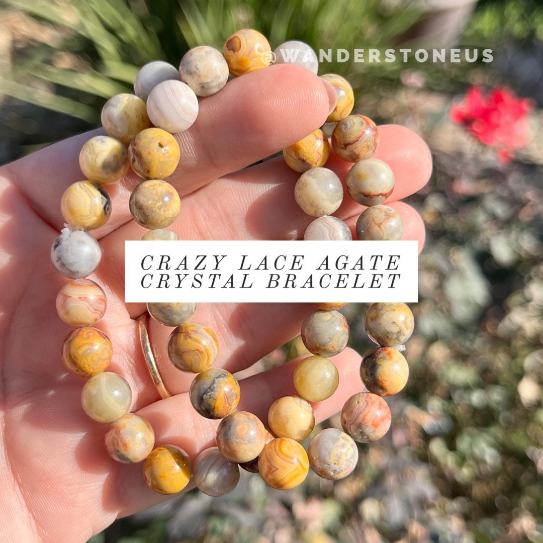 Crazy Lace Agate Crystal Bracelet | Crazy Lace Agate Beaded Bracelet | Crazy Lace Agate Crystal Bracelet