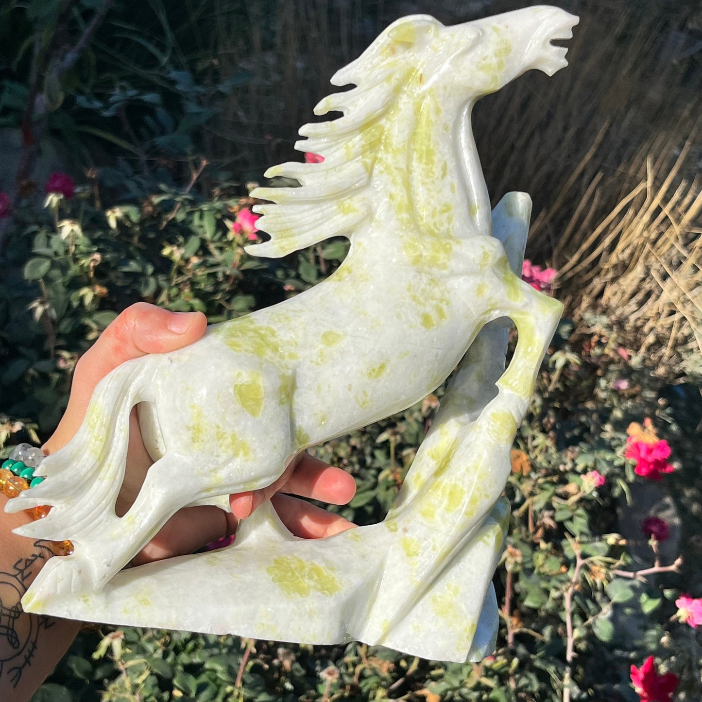 BIG XL 4lb Dushan Jade Horse | Lantian Jade White Jade Horse Carving | Statement Crystals | Horse Lover | Symbol of Endurance and Strength