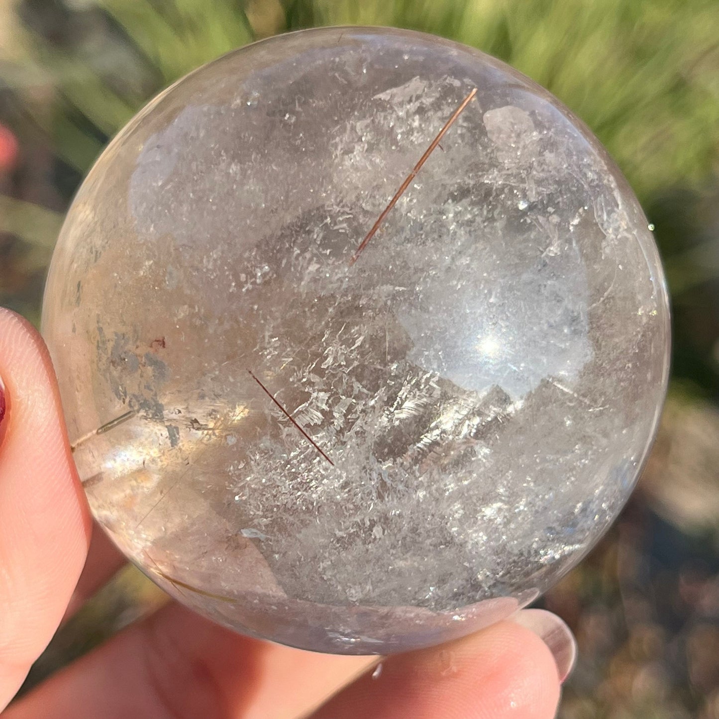 55mm Gem Grade Copper Rutile Rutilated Quartz Sphere | Copper Rutile Sphere | Rutile Sphere  | Crystal Sphere
