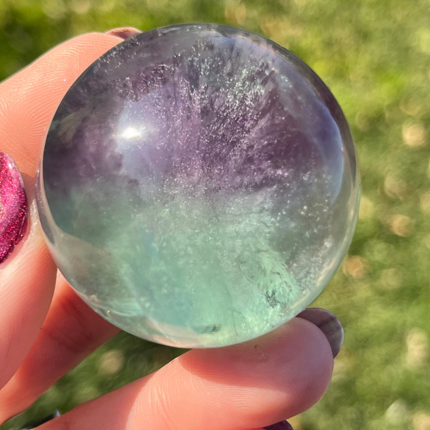 40-45mm Big Rainbows! Flashy Purple Green Rainbow Fluorite Sphere | Fluorite Crystal Sphere