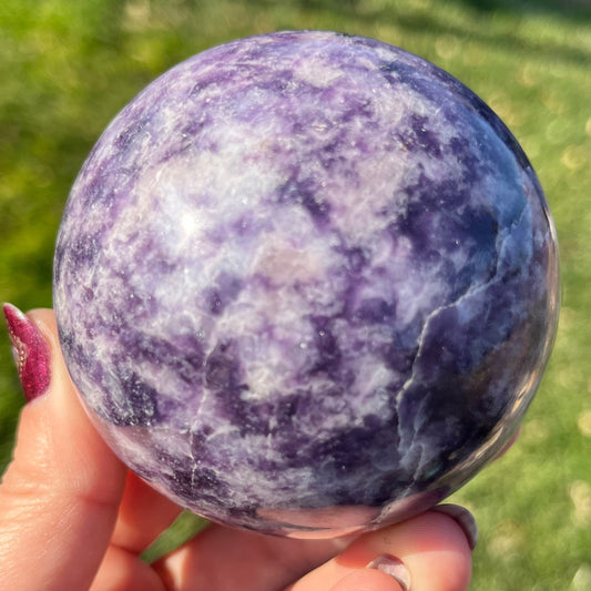 Large 70mm Lepidolite Sphere | Lepidolite | Carved Crystal | Purple Crystal Sphere