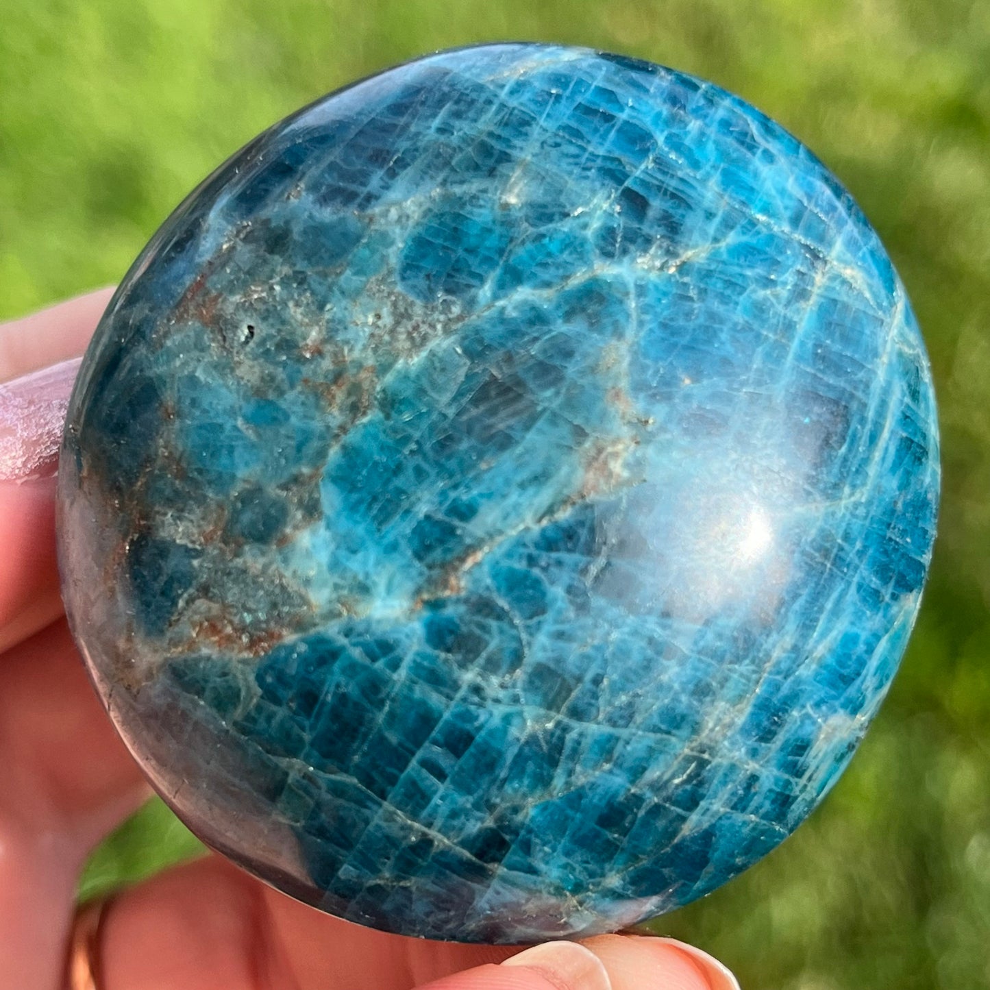 Blue Apatite Palm Stone~ Pocket Stones Minerals Crystals