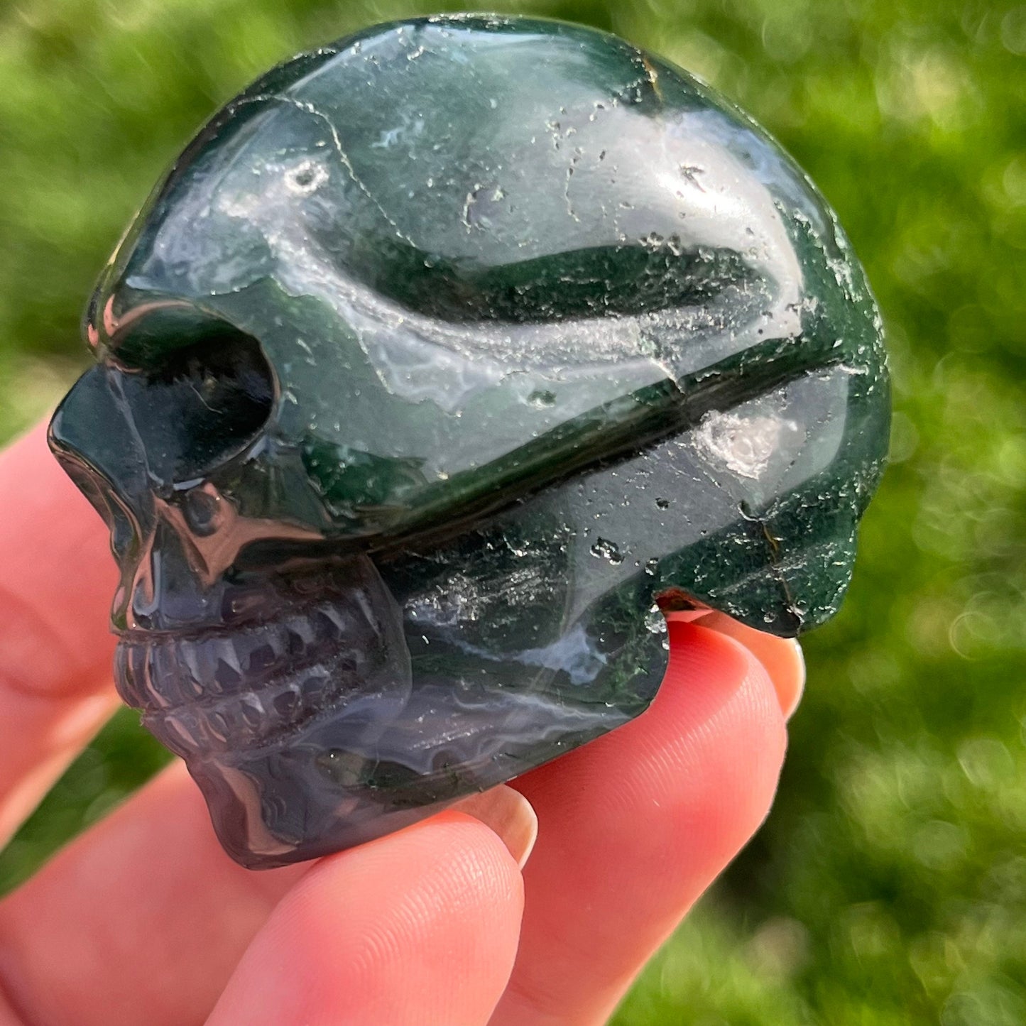 2” Crystal Mini Skull | Tigers eye skull | Opalite Skull | Moss Agate Skull | Green Aventurine Skull