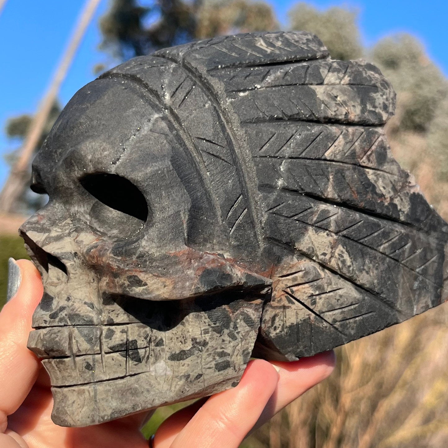 Druzy Black Sphalerite Skull | Geode Crystal Skull | Sphalerite Garnet Skull | Crystal Skull | Skull Carving | Black Sugar Quartz