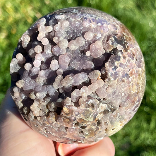 AMAZING BIG 1.4lb 80mm Sparkly Grape Agate Sphere | Druzy Grape Agate Sphere