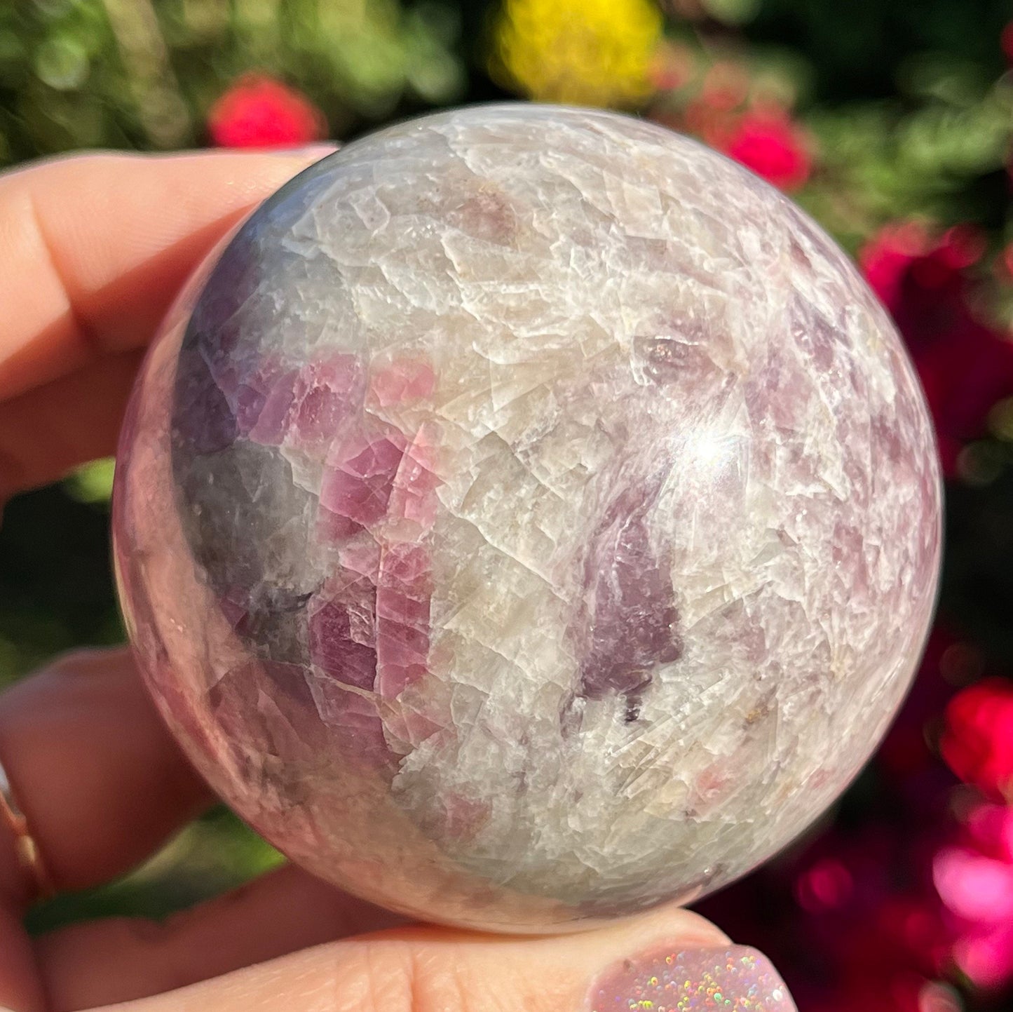 Pink Tourmaline Sphere | Pink Tourmaline Crystal | Pink Tourmaline Lepidolite Smoky Quartz PT1
