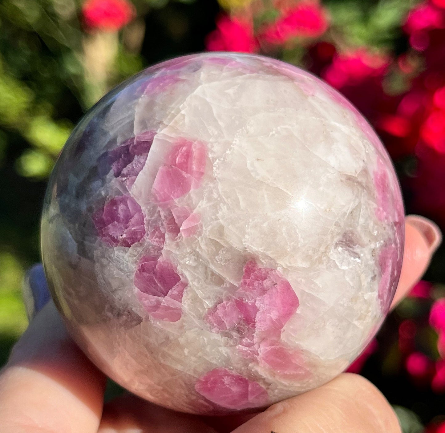 Pink Tourmaline Sphere | Pink Tourmaline Crystal | Pink Tourmaline Lepidolite Smoky Quartz