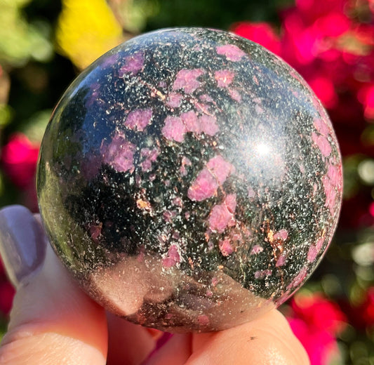 Ruby in Arfvedsonite Sphere | Ruby Sphere  | Ruby Crystal Sphere