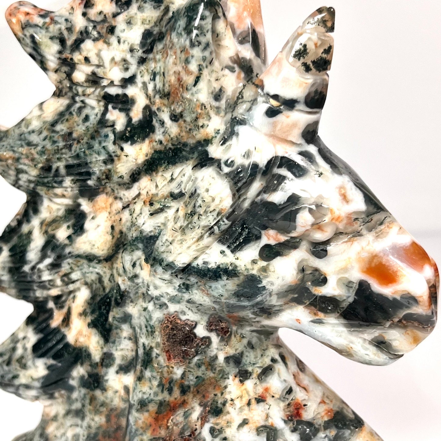 Druzy Red Moss Agate Unicorn | Moss Agate Unicorn Crystal | Crystal Unicorn Carving | Horse Crystals