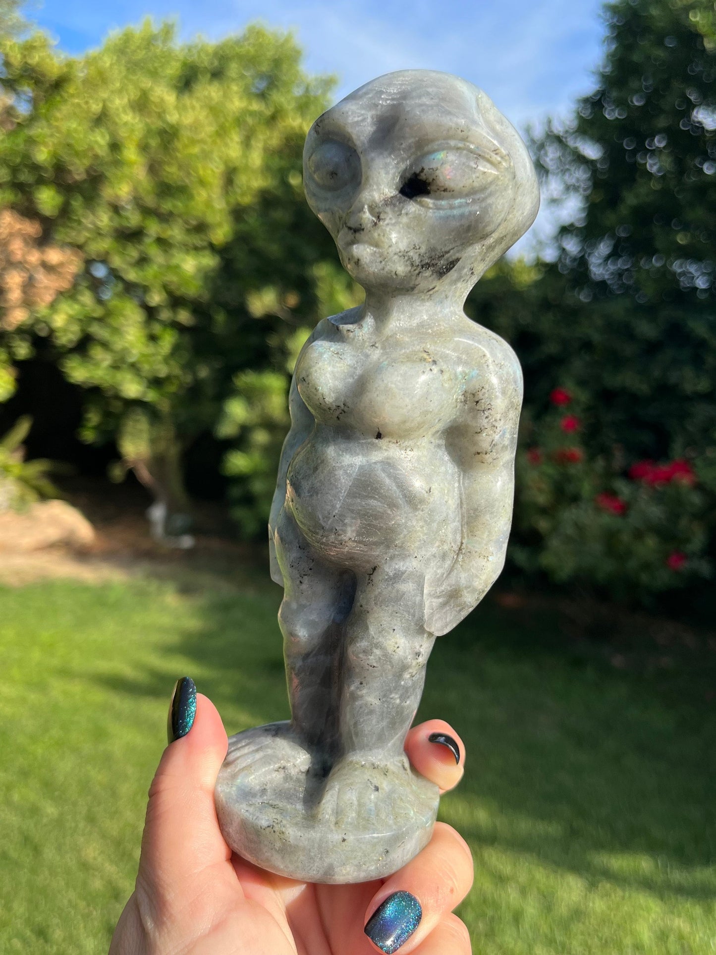 Labradorite Alien Crystal | Labradorite Carving | Alien Figurine | Alien Art | Crystal Alien | X-Files